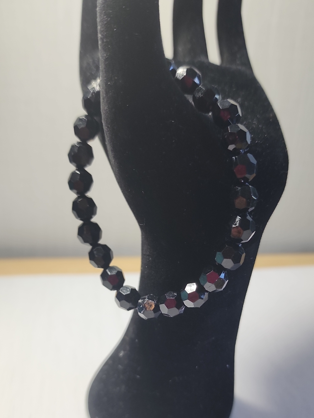 Black Faceted Bead Stretch Bracelet - Women Jewelry